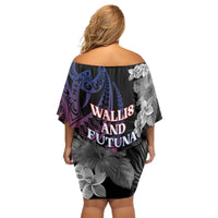Wallis and Futuna Bastille Day Off Shoulder Short Dress Tropical Turtle Hibiscus Polynesian Pattern LT05 - Polynesian Pride
