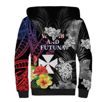 Wallis and Futuna Bastille Day Sherpa Hoodie Tropical Turtle Hibiscus Polynesian Pattern LT05 - Polynesian Pride