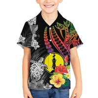 New Caledonia Bastille Day Family Matching Long Sleeve Bodycon Dress and Hawaiian Shirt Tropical Turtle Hibiscus Polynesian Pattern LT05 Son's Shirt Black - Polynesian Pride