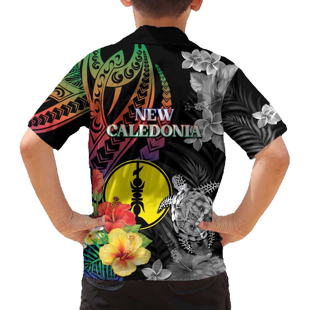 New Caledonia Bastille Day Family Matching Off The Shoulder Long Sleeve Dress and Hawaiian Shirt Tropical Turtle Hibiscus Polynesian Pattern LT05 - Polynesian Pride