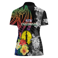 New Caledonia Bastille Day Women Polo Shirt Tropical Turtle Hibiscus Polynesian Pattern LT05 - Polynesian Pride