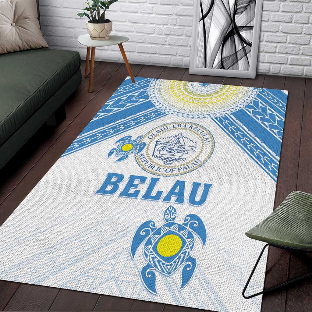 Palau Constitution Day Area Rug Polynesian Turtle LT05 Blue - Polynesian Pride