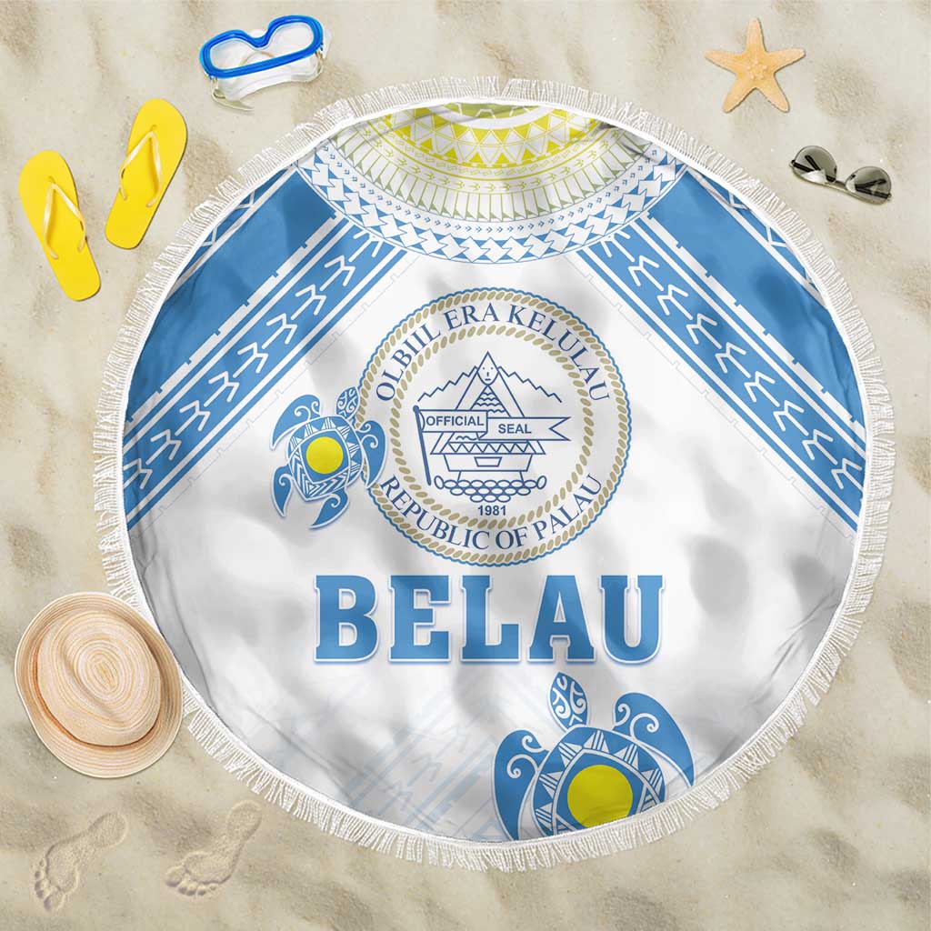 Palau Constitution Day Beach Blanket Polynesian Turtle LT05 One Size 150cm Blue - Polynesian Pride