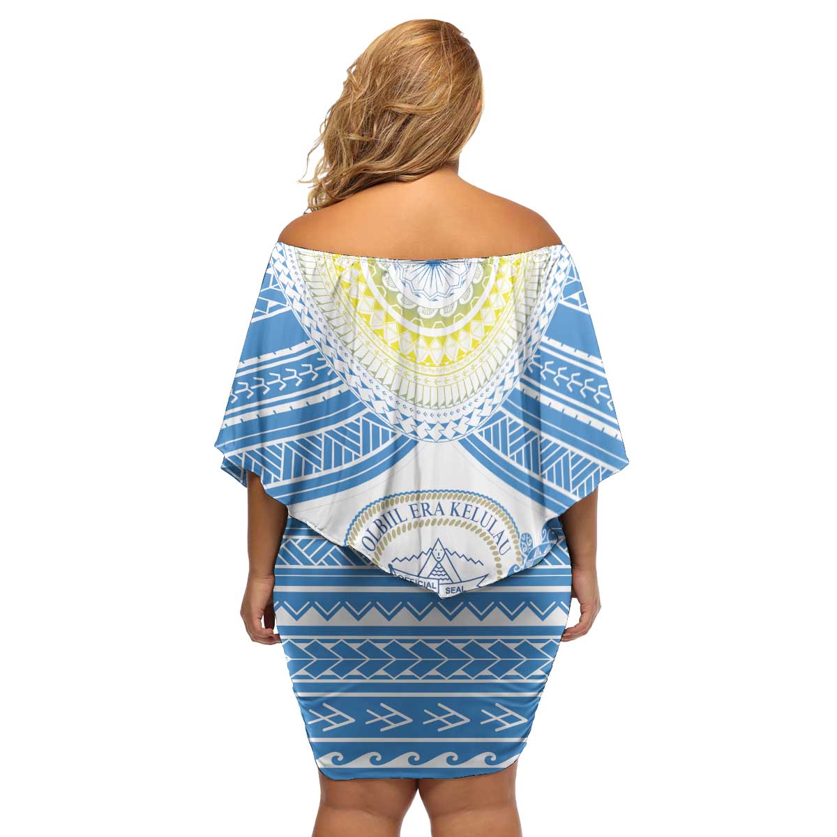 Personalised Palau Constitution Day Family Matching Off Shoulder Short Dress and Hawaiian Shirt Polynesian Turtle