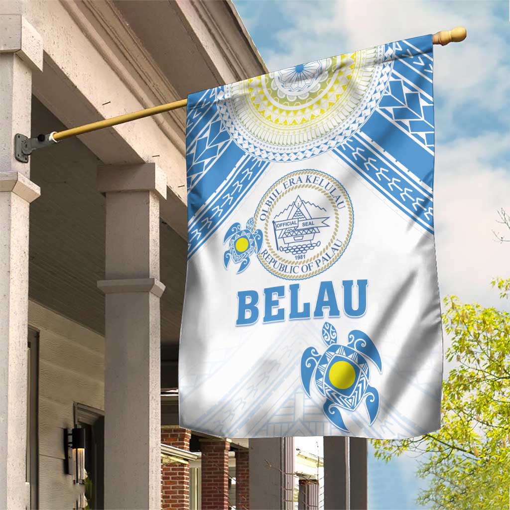 Palau Constitution Day Garden Flag Polynesian Turtle LT05 House Flag Blue - Polynesian Pride