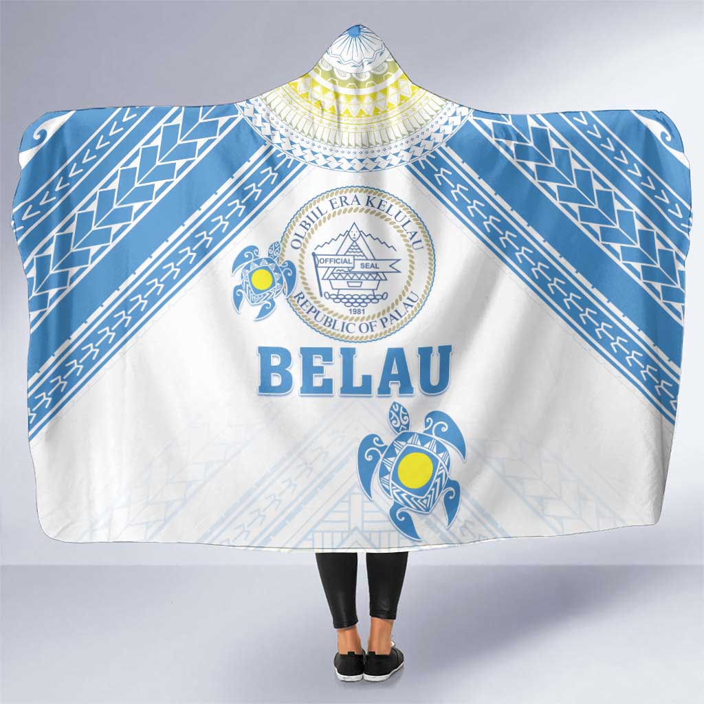 Palau Constitution Day Hooded Blanket Polynesian Turtle LT05 One Size Blue - Polynesian Pride