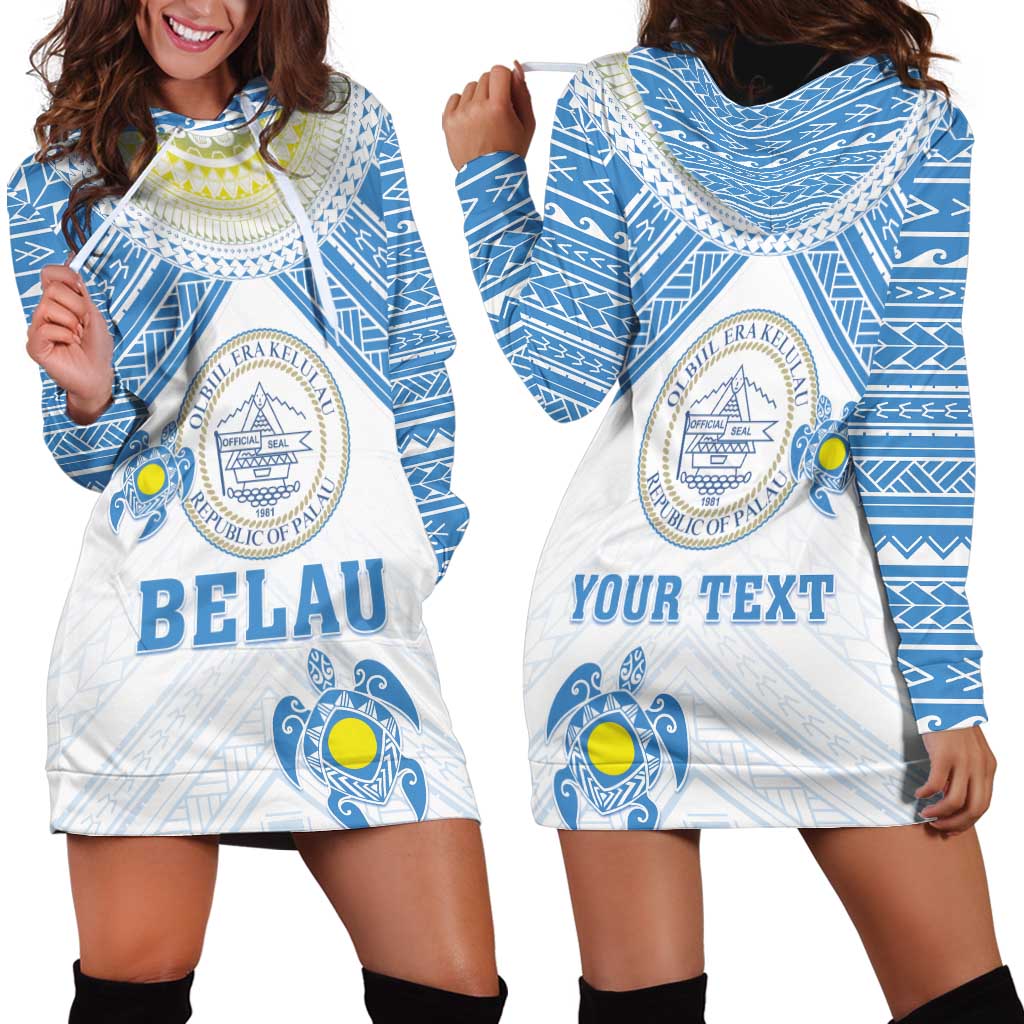 Personalised Palau Constitution Day Hoodie Dress Polynesian Turtle LT05 - Polynesian Pride
