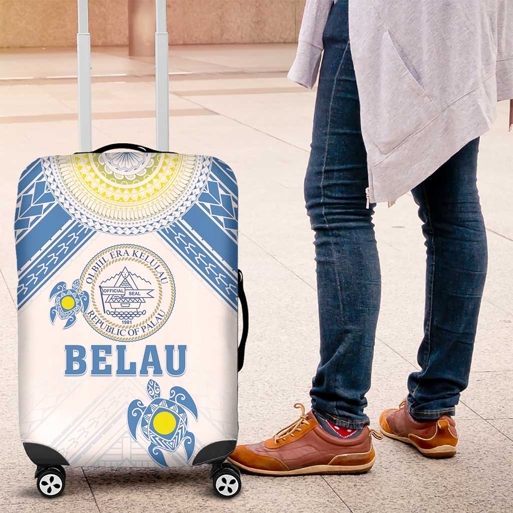Palau Constitution Day Luggage Cover Polynesian Turtle LT05 Blue - Polynesian Pride