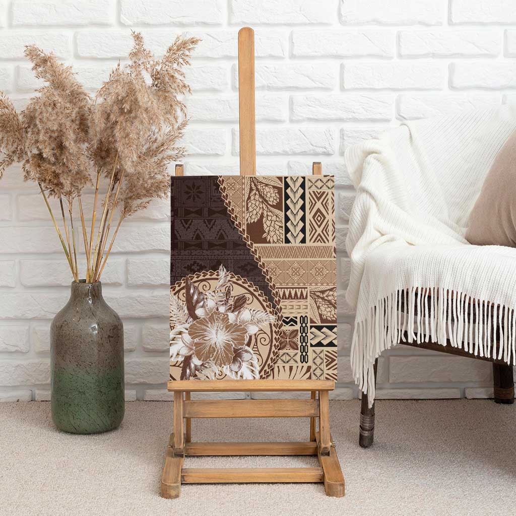 Samoa Siapo Elegant Canvas Wall Art Hibiscus Chocolate Brown Motifs - Polynesian Pride