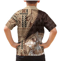 Samoa Siapo Elegant Family Matching Mermaid Dress and Hawaiian Shirt Hibiscus Chocolate Brown Motifs LT05 - Polynesian Pride