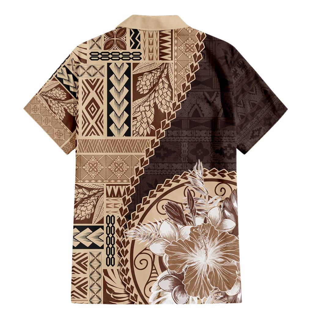 Samoa Siapo Elegant Family Matching Mermaid Dress and Hawaiian Shirt Hibiscus Chocolate Brown Motifs LT05 - Polynesian Pride