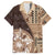 Samoa Siapo Elegant Family Matching Puletasi and Hawaiian Shirt Hibiscus Chocolate Brown Motifs - Polynesian Pride