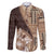 Samoa Siapo Elegant Family Matching Puletasi and Hawaiian Shirt Hibiscus Chocolate Brown Motifs - Polynesian Pride