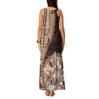 Samoa Siapo Elegant Family Matching Tank Maxi Dress and Hawaiian Shirt Hibiscus Chocolate Brown Motifs LT05 - Polynesian Pride