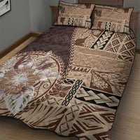 Samoa Siapo Elegant Quilt Bed Set Hibiscus Chocolate Brown Motifs - Polynesian Pride