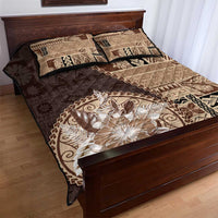 Samoa Siapo Elegant Quilt Bed Set Hibiscus Chocolate Brown Motifs - Polynesian Pride