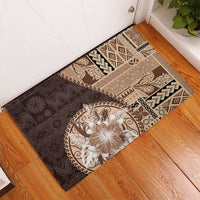 Samoa Siapo Elegant Rubber Doormat Hibiscus Chocolate Brown Motifs - Polynesian Pride