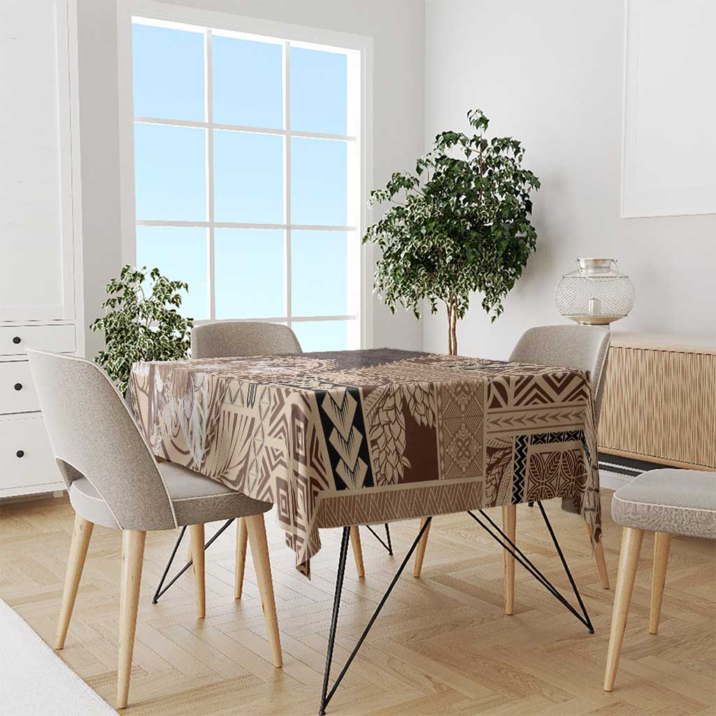Samoa Siapo Elegant Tablecloth Hibiscus Chocolate Brown Motifs - Polynesian Pride
