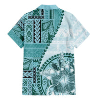 Samoa Siapo Elegant Family Matching Mermaid Dress and Hawaiian Shirt Hibiscus Teal Motifs LT05 - Polynesian Pride