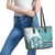 Samoa Siapo Elegant Leather Tote Bag Hibiscus Teal Motifs - Polynesian Pride