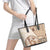 Samoa Siapo Elegant Leather Tote Bag Hibiscus Beige Motifs - Polynesian Pride
