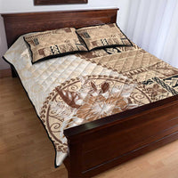 Samoa Siapo Elegant Quilt Bed Set Hibiscus Beige Motifs - Polynesian Pride