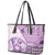 Samoa Siapo Elegant Leather Tote Bag Hibiscus Violet Motifs - Polynesian Pride