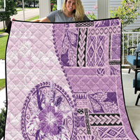 Samoa Siapo Elegant Quilt Hibiscus Violet Motifs - Polynesian Pride