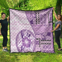 Samoa Siapo Elegant Quilt Hibiscus Violet Motifs - Polynesian Pride