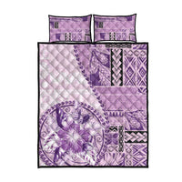 Samoa Siapo Elegant Quilt Bed Set Hibiscus Violet Motifs - Polynesian Pride