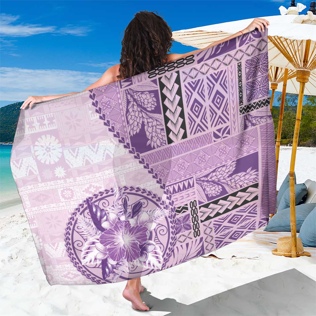 Samoa Siapo Elegant Sarong Hibiscus Violet Motifs - Polynesian Pride