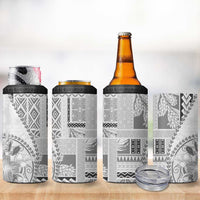 Samoa Siapo Elegant 4 in 1 Can Cooler Tumbler Hibiscus White Motifs - Polynesian Pride