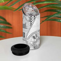 Samoa Siapo Elegant 4 in 1 Can Cooler Tumbler Hibiscus White Motifs - Polynesian Pride