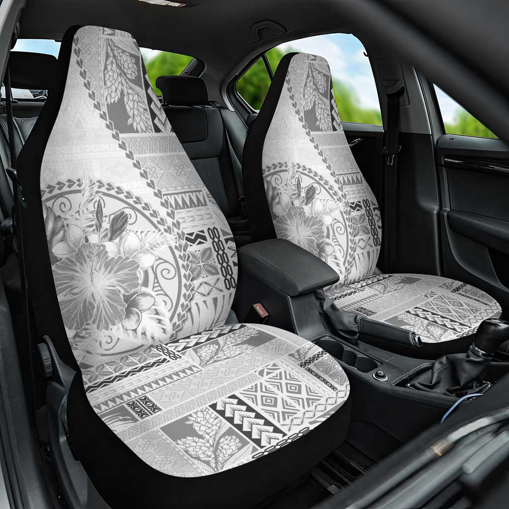 Samoa Siapo Elegant Car Seat Cover Hibiscus White Motifs - Polynesian Pride