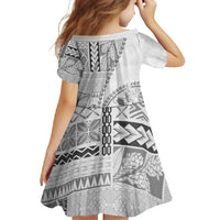 Samoa Siapo Elegant Family Matching Long Sleeve Bodycon Dress and Hawaiian Shirt Hibiscus White Motifs LT05 - Polynesian Pride