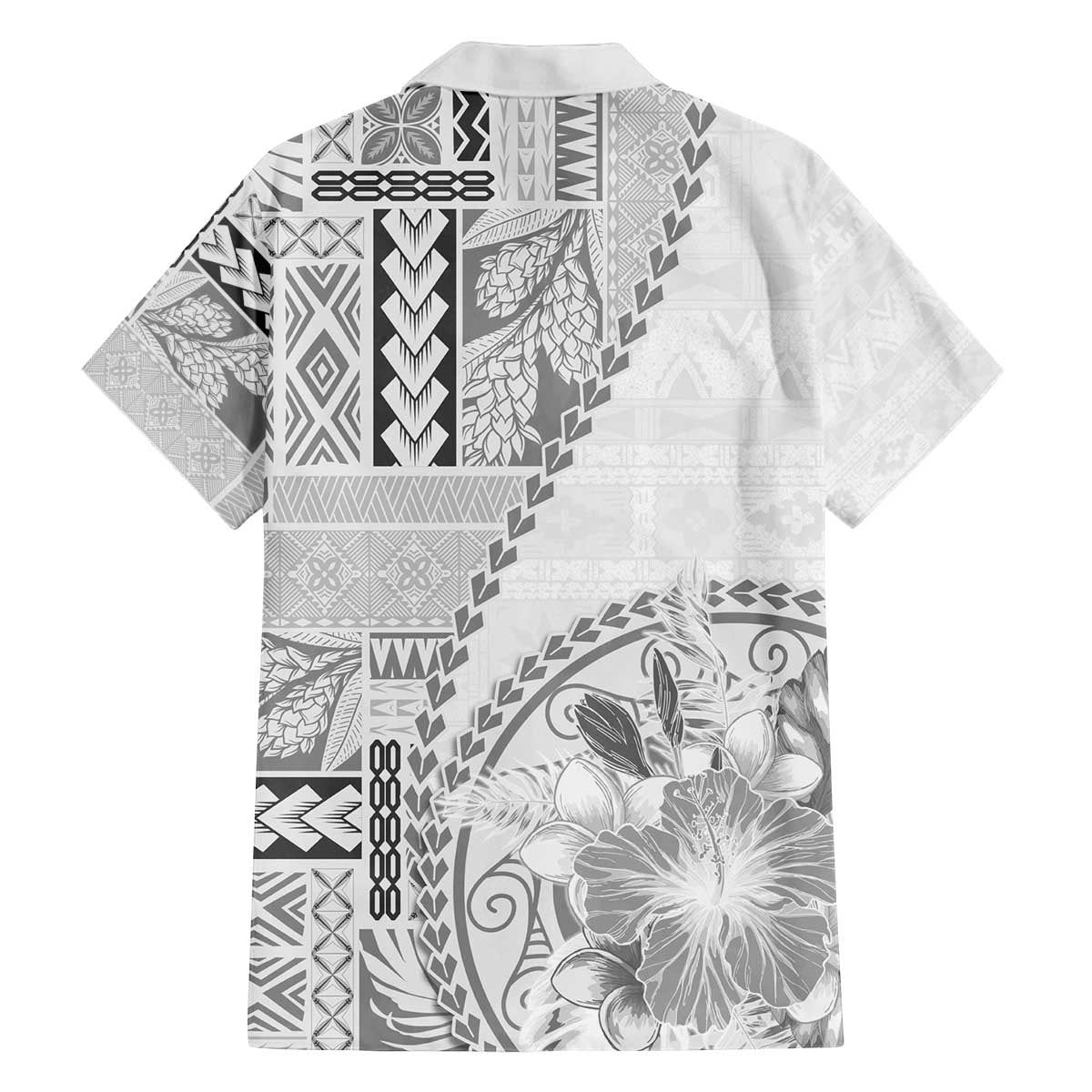 Samoa Siapo Elegant Family Matching Off The Shoulder Long Sleeve Dress and Hawaiian Shirt Hibiscus White Motifs LT05 - Polynesian Pride