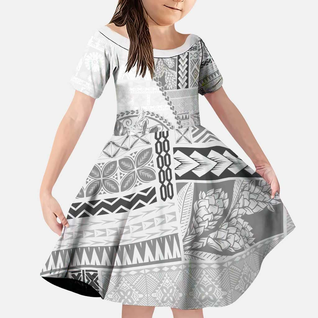 Samoa Siapo Elegant Family Matching Puletasi and Hawaiian Shirt Hibiscus White Motifs - Polynesian Pride