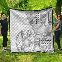 Samoa Siapo Elegant Quilt Hibiscus White Motifs - Polynesian Pride
