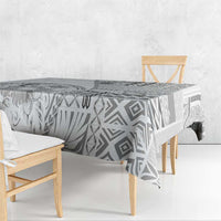 Samoa Siapo Elegant Tablecloth Hibiscus White Motifs - Polynesian Pride