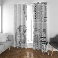 Samoa Siapo Elegant Window Curtain Hibiscus White Motifs - Polynesian Pride