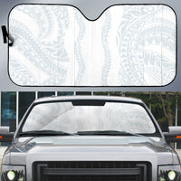 Samoa Lotu Tamaiti Auto Sun Shade Teuila With Tribal Motifs LT05 White - Polynesian Pride