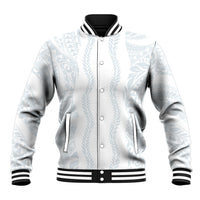 Samoa Lotu Tamaiti Baseball Jacket Teuila With Tribal Motifs LT05 Unisex White - Polynesian Pride