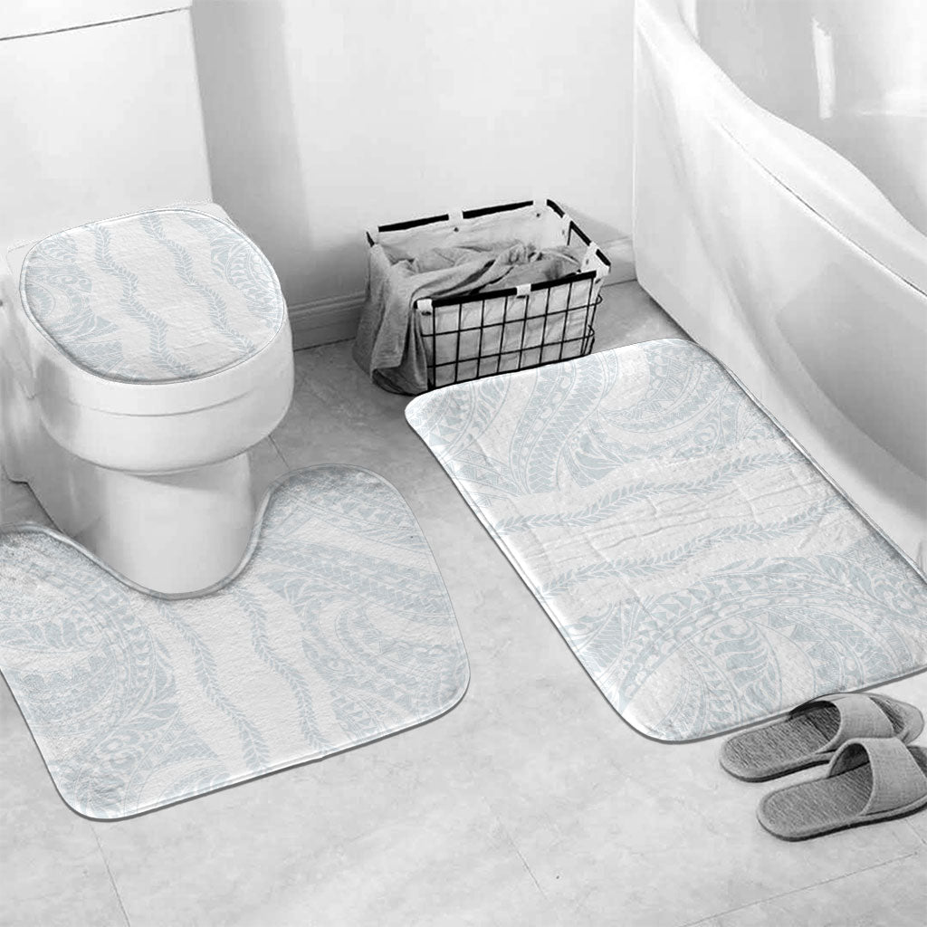 Samoa Lotu Tamaiti Bathroom Set Teuila With Tribal Motifs LT05 Mat Set Only (3 pcs) One Size White - Polynesian Pride
