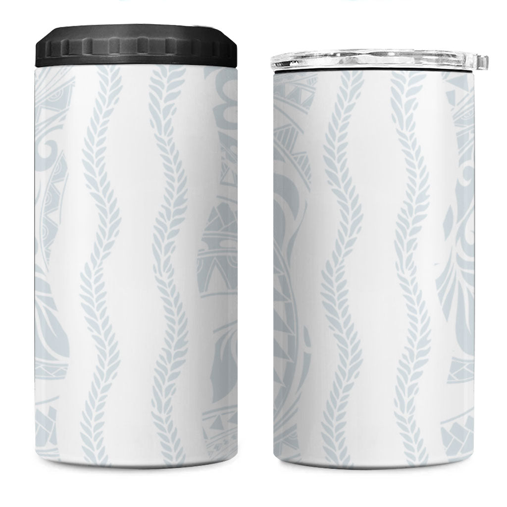 Samoa Lotu Tamaiti 4 in 1 Can Cooler Tumbler Teuila With Tribal Motifs LT05 One Size: 16 oz White - Polynesian Pride