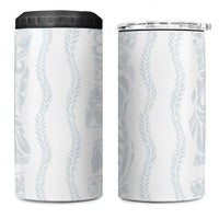 Samoa Lotu Tamaiti 4 in 1 Can Cooler Tumbler Teuila With Tribal Motifs LT05 One Size: 16 oz White - Polynesian Pride