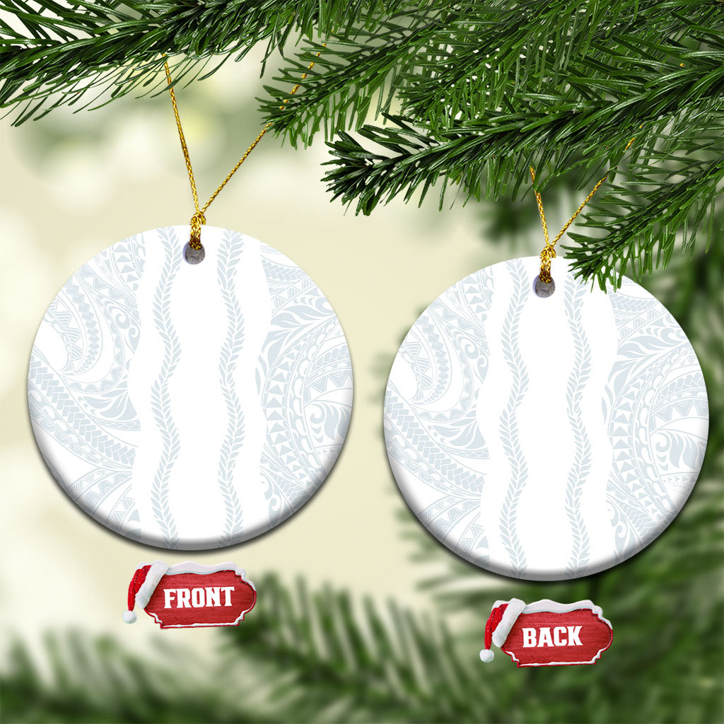Samoa Lotu Tamaiti Ceramic Ornament Teuila With Tribal Motifs LT05 Circle White - Polynesian Pride