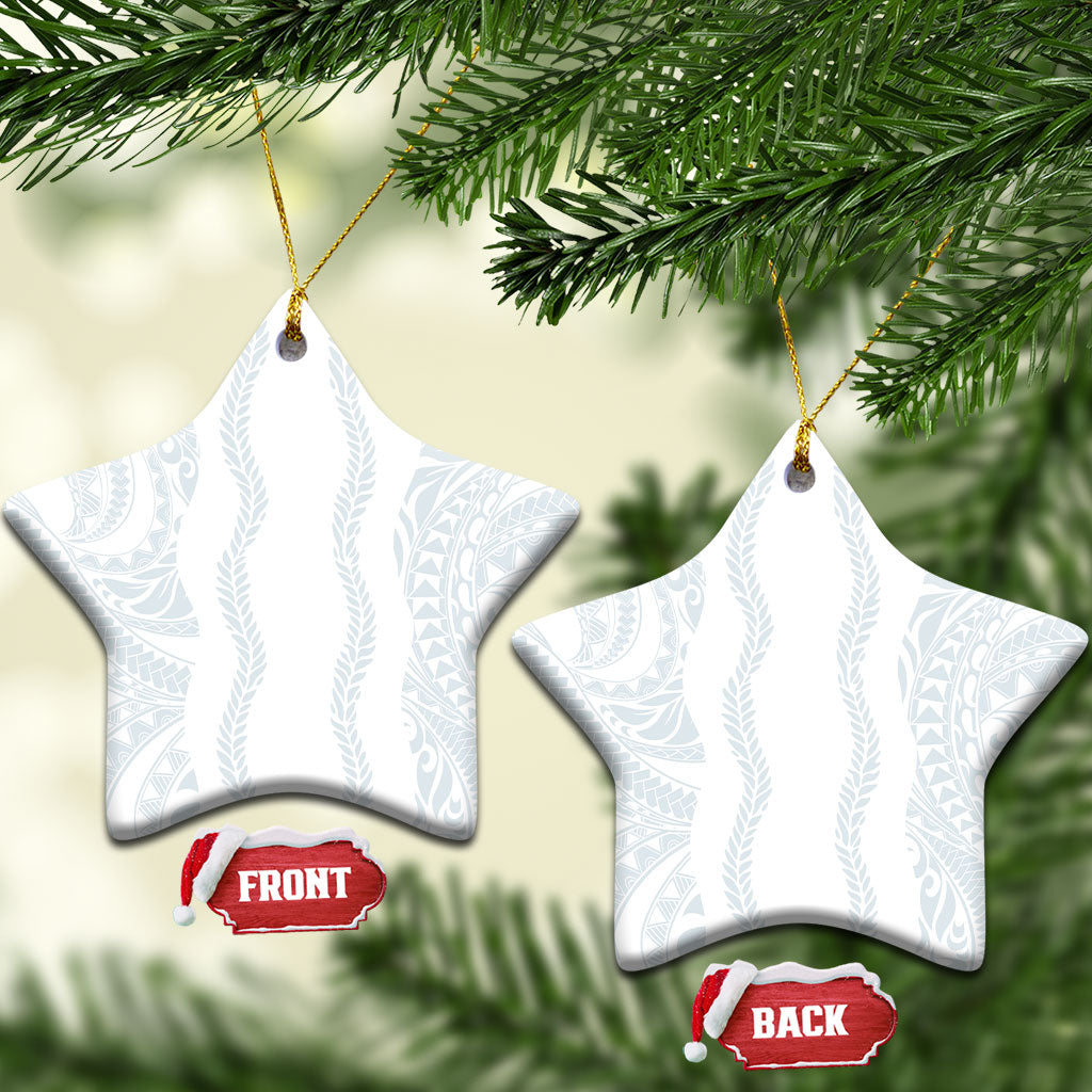 Samoa Lotu Tamaiti Ceramic Ornament Teuila With Tribal Motifs LT05 Star White - Polynesian Pride