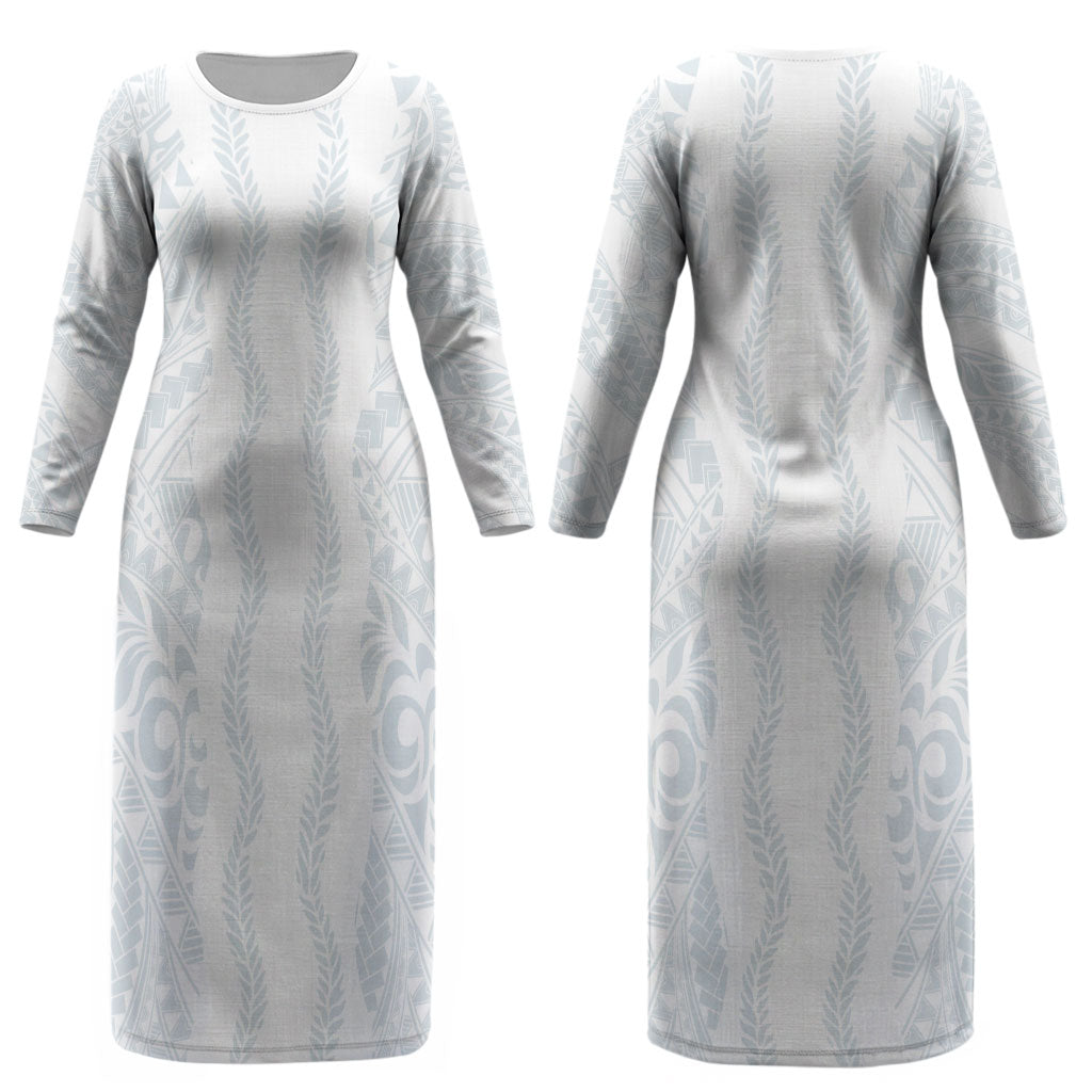 Samoa Lotu Tamaiti Couples Matching Long Sleeve Bodycon Dress and Hawaiian Shirt Teuila With Tribal Motifs LT05 - Polynesian Pride