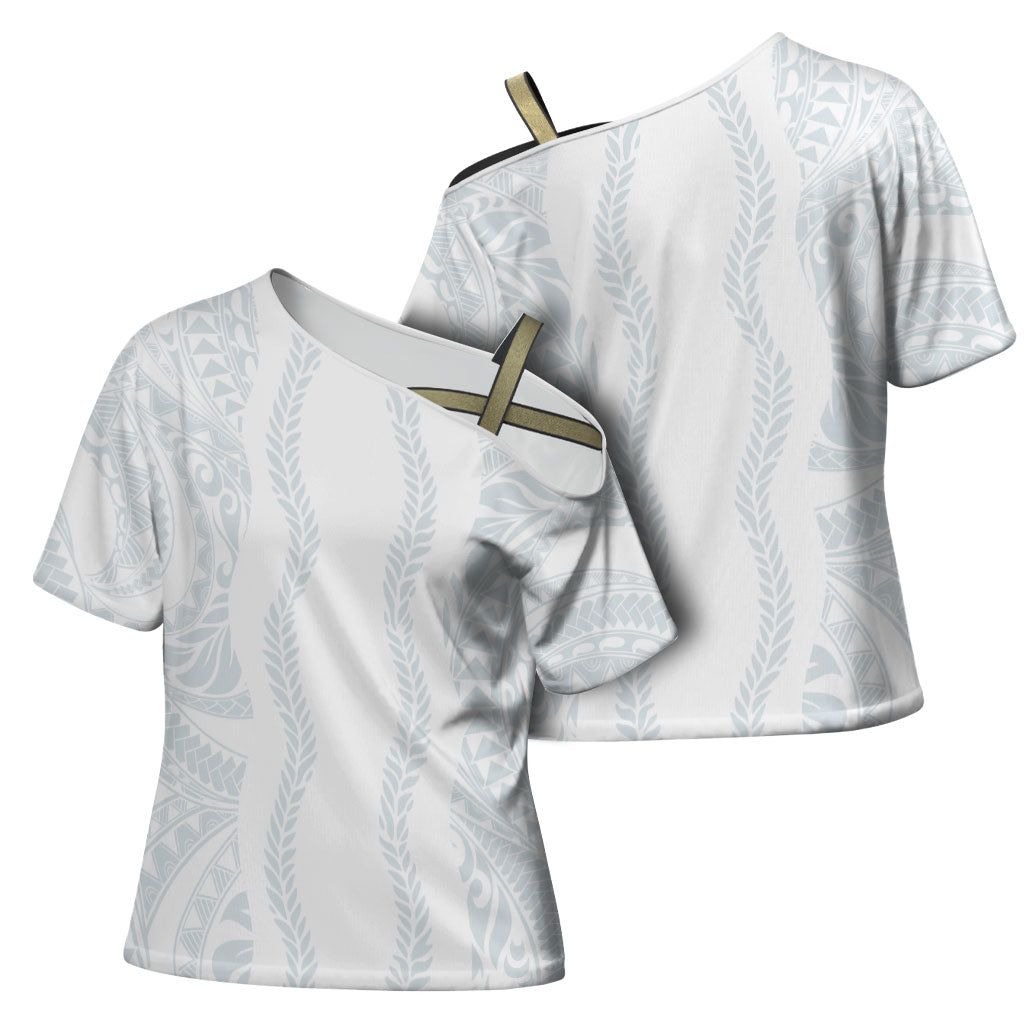 Samoa Lotu Tamaiti Cross Shoulder Shirt Teuila With Tribal Motifs LT05 - Polynesian Pride