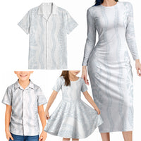Samoa Lotu Tamaiti Family Matching Long Sleeve Bodycon Dress and Hawaiian Shirt Teuila With Tribal Motifs LT05 - Polynesian Pride